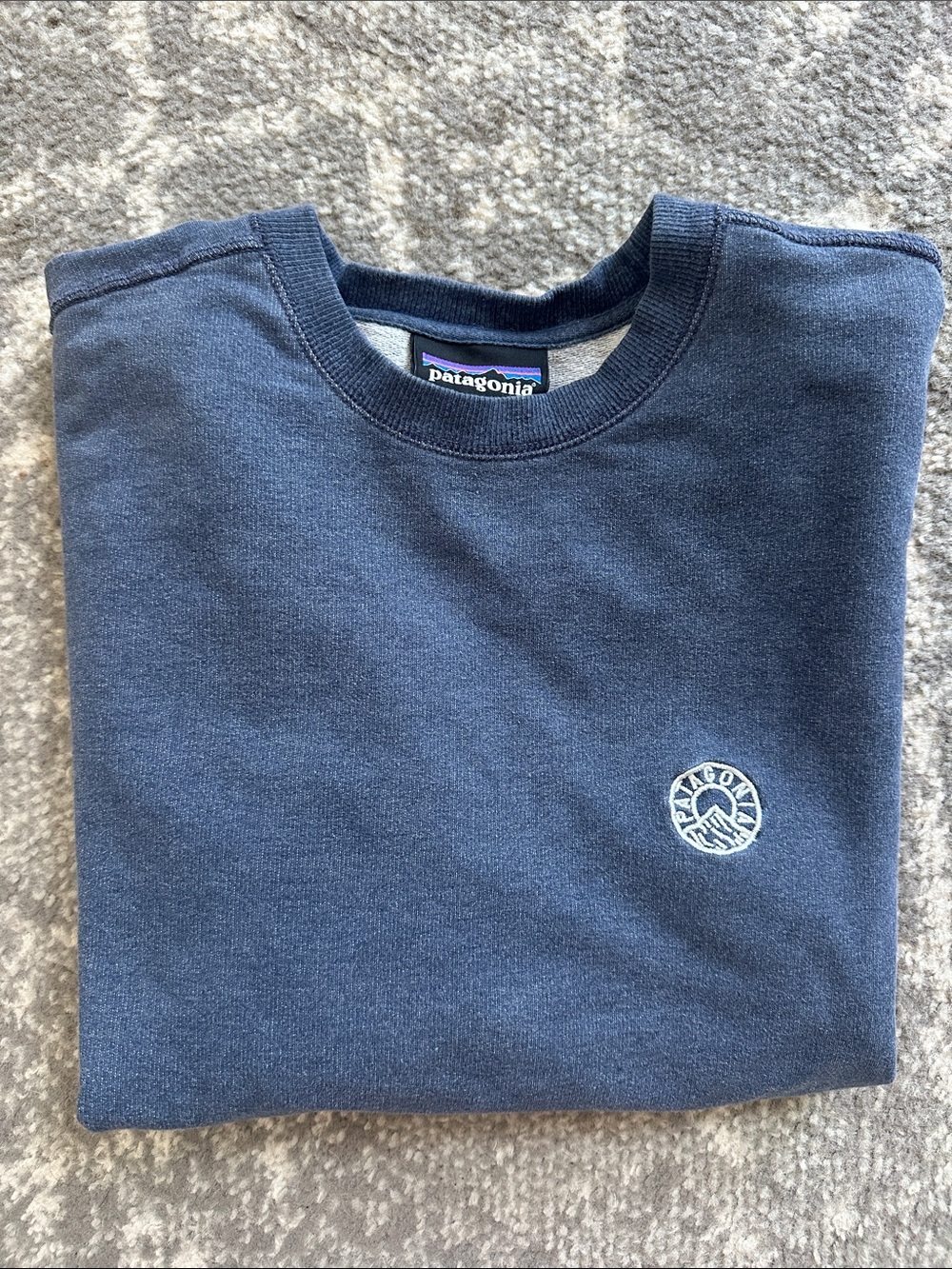 Patagonia Navy Crewneck Sweatshirt with Small embroidered Chest Logo